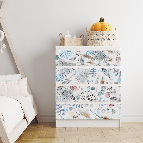 IKEA MALM bútormatrica - boho stílusú akvarell tollak