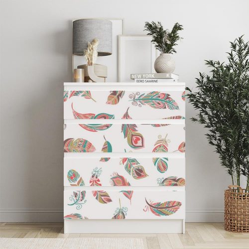 IKEA MALM bútormatrica - fényes boho stílusú tollak