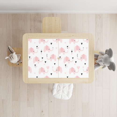IKEA FLISAT asztal bútormatrica - Rózsaszín elefántok