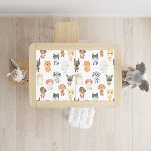IKEA FLISAT asztal bútormatrica - Akvarell kutyák